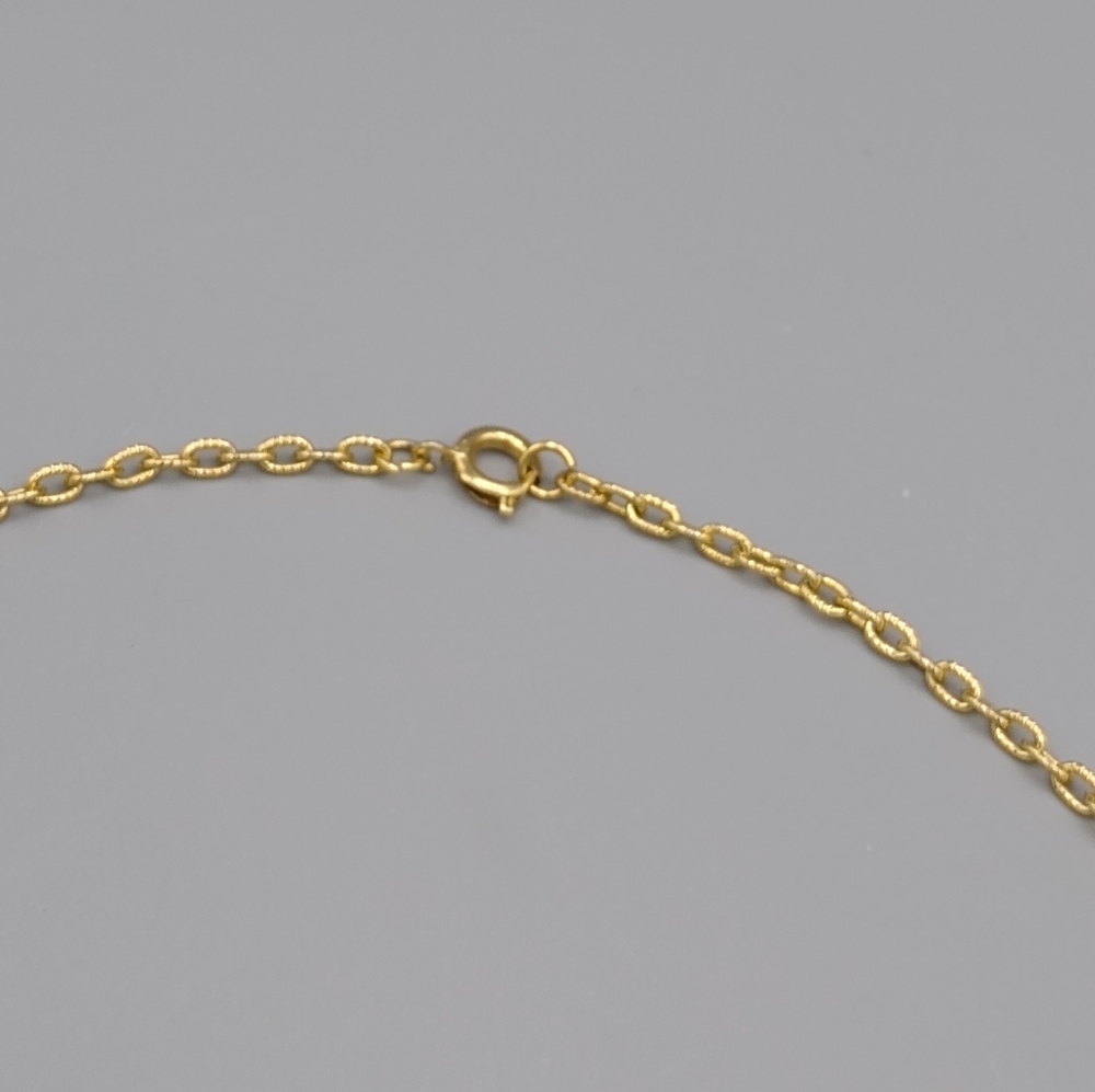 Gold tone Brushed Abstract Dual Link Necklace Vintage - Picture 8 of 13